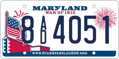 MD license plate 8AD4051