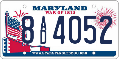 MD license plate 8AD4052