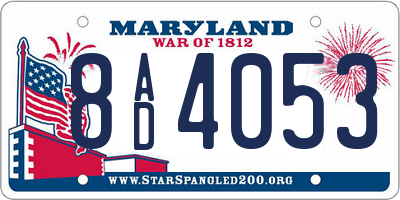 MD license plate 8AD4053
