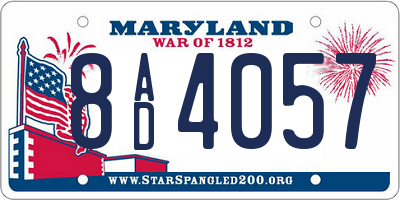 MD license plate 8AD4057