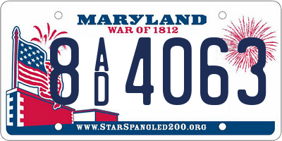 MD license plate 8AD4063