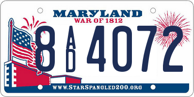 MD license plate 8AD4072