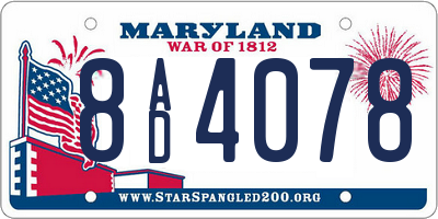 MD license plate 8AD4078