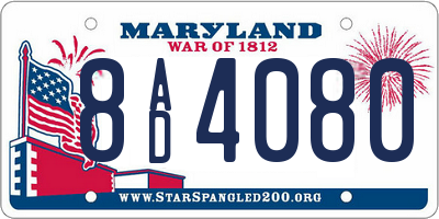MD license plate 8AD4080