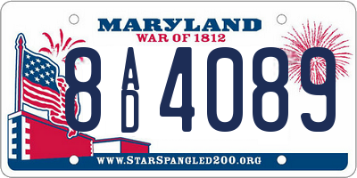 MD license plate 8AD4089