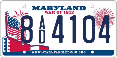 MD license plate 8AD4104