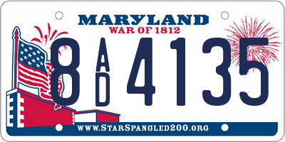 MD license plate 8AD4135