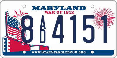 MD license plate 8AD4151