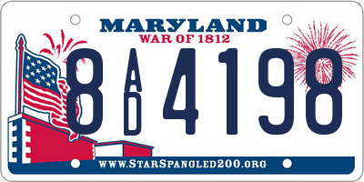 MD license plate 8AD4198