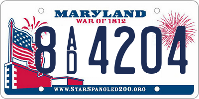 MD license plate 8AD4204