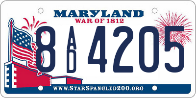 MD license plate 8AD4205