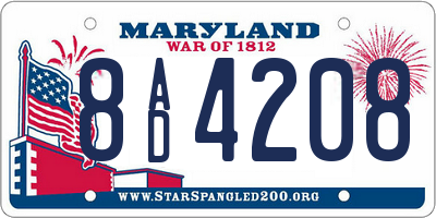 MD license plate 8AD4208