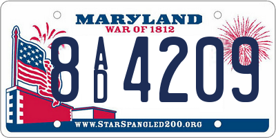 MD license plate 8AD4209