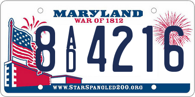 MD license plate 8AD4216