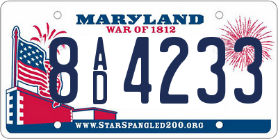 MD license plate 8AD4233
