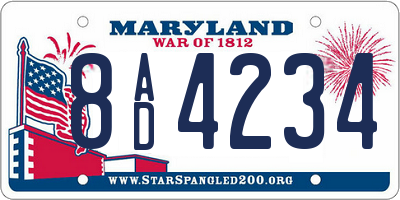 MD license plate 8AD4234