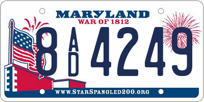 MD license plate 8AD4249