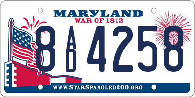 MD license plate 8AD4258