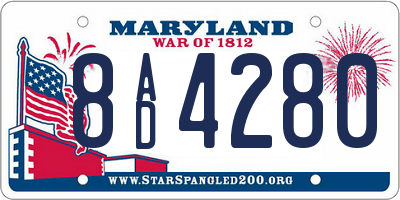 MD license plate 8AD4280