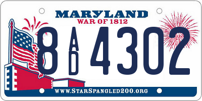 MD license plate 8AD4302