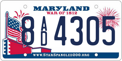 MD license plate 8AD4305