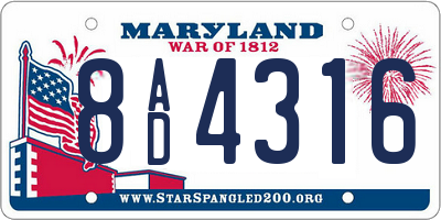 MD license plate 8AD4316