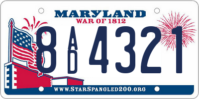 MD license plate 8AD4321