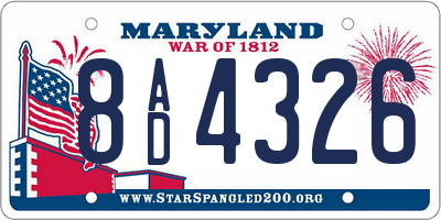 MD license plate 8AD4326