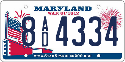 MD license plate 8AD4334