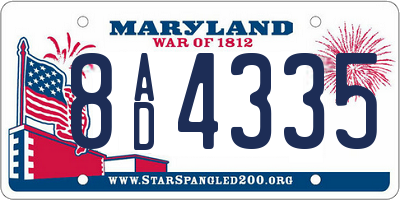 MD license plate 8AD4335