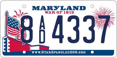 MD license plate 8AD4337