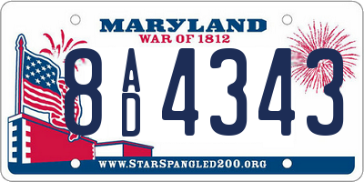 MD license plate 8AD4343