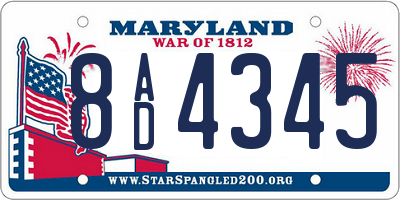 MD license plate 8AD4345