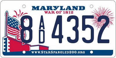 MD license plate 8AD4352
