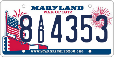 MD license plate 8AD4353