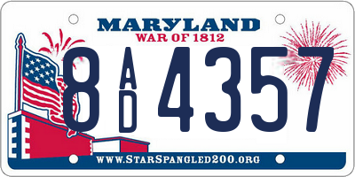MD license plate 8AD4357