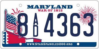 MD license plate 8AD4363