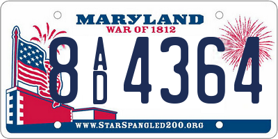 MD license plate 8AD4364