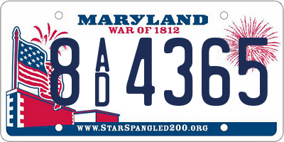 MD license plate 8AD4365