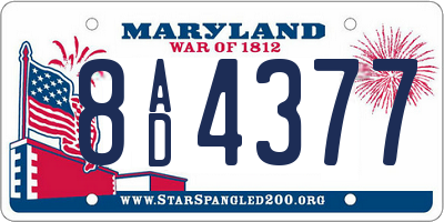 MD license plate 8AD4377