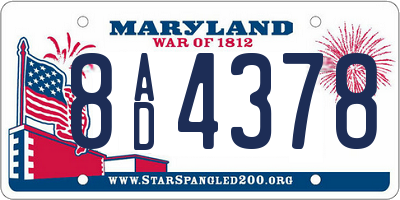 MD license plate 8AD4378