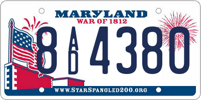 MD license plate 8AD4380