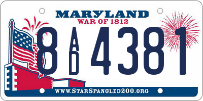 MD license plate 8AD4381