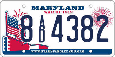 MD license plate 8AD4382