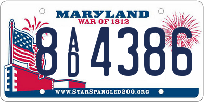 MD license plate 8AD4386