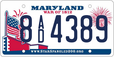 MD license plate 8AD4389