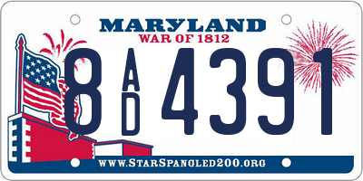 MD license plate 8AD4391