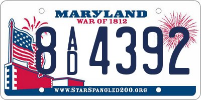MD license plate 8AD4392