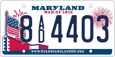 MD license plate 8AD4403
