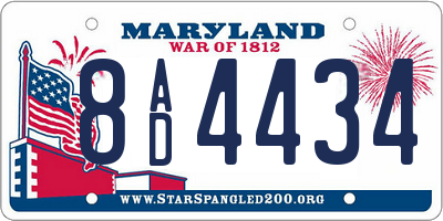 MD license plate 8AD4434